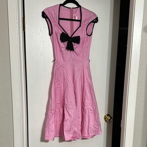 PUG S Charming Pink Women’s Dress with Black Bow
